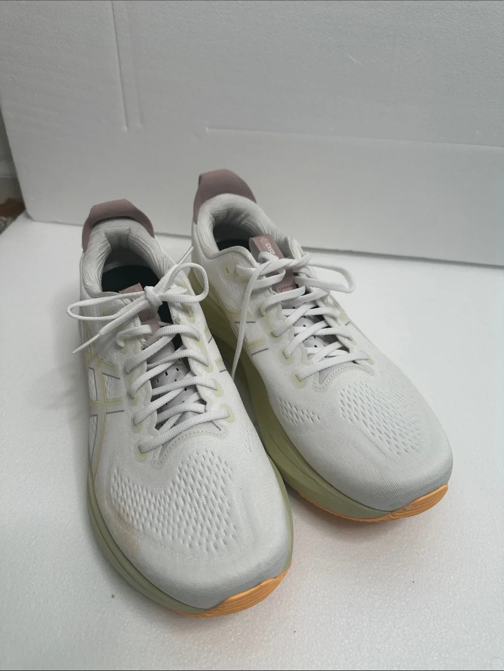 Asics 4D guidance system white Running Shoes with Pale Yellow Midsole  Pink 12
